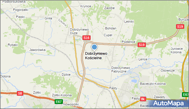 mapa Ogrodniki, Ogrodniki gmina Dobrzyniewo Duże na mapie Targeo